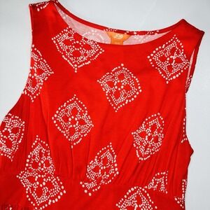 Joe Fresh Red White Print Sleeveless Dress Size M Fit & Flare Summer Midi